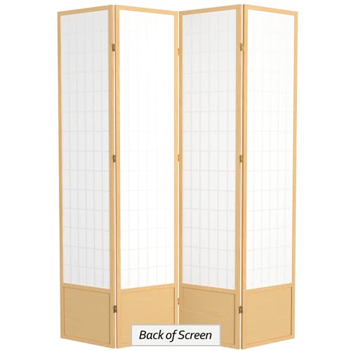 7 ft. Tall Window Pane Shoji Screen Room Divider, 3 Panels, White S15216