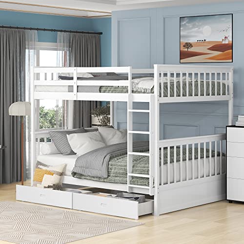 Twin Over Full Bunk Bed with Slide and Stairs for Kids I642