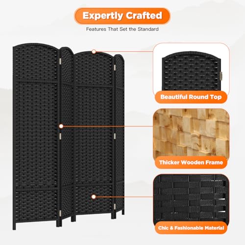 4 Panel Room Divider Screen 5.6 Ft Tall Folding Privacy Partition H959002