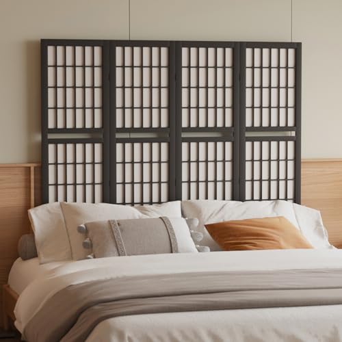 Japanese Shoji Style Folding Room Divider, 4 Panels, Black G5567