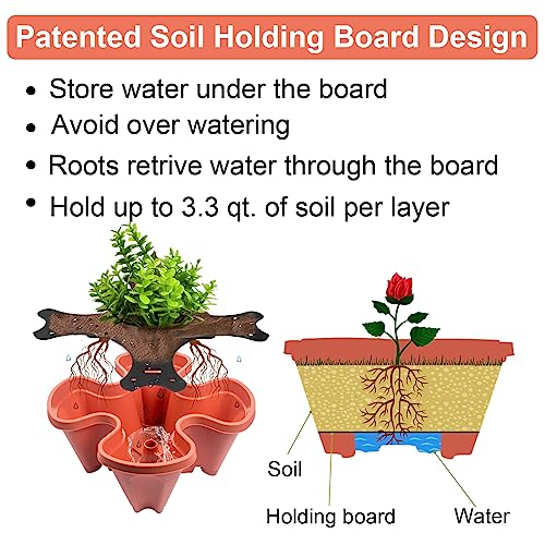 Stackable Planters 7-Tier Vertical Garden Planting Tower with Removable Wheels N78031