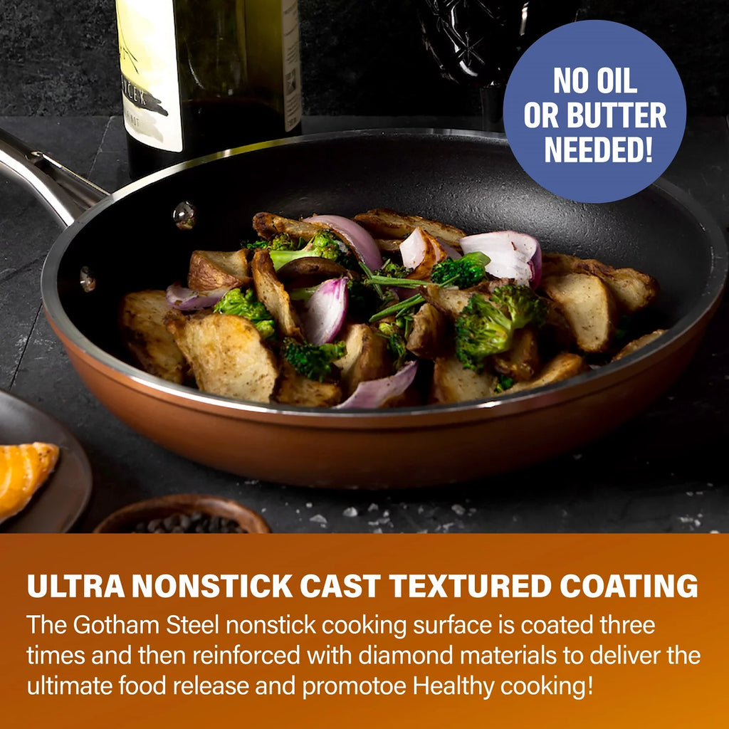 Copper Cast Frying Pan Set, Nonstick Cookware B556
