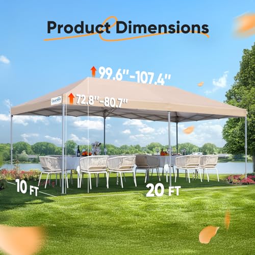 Pop up Canopy Tent 10x20ft Waterproof with Roller Bag B932