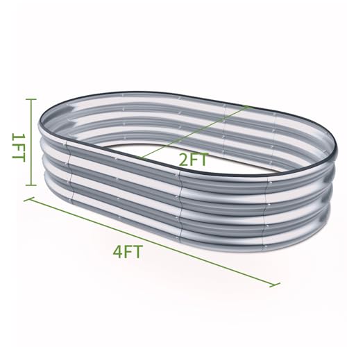 Galvanized Raised Garden Bed Outdoor Oval Planter Box 4x2x1ft B9678