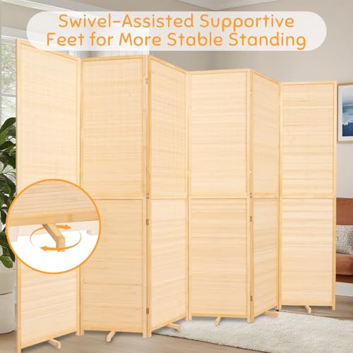 Bamboo Room Divider Folding Privacy Screen, 4 Panel, Beige N84000