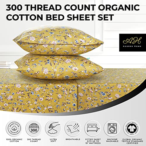Organic Cotton Deep Pocket Queen Bed Sheet Set, Fits 19" Mattress, Cream B716524
