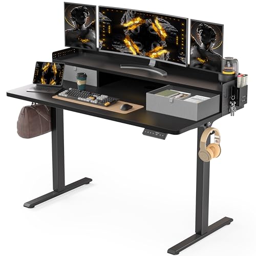 Electric Standing Desk with 2 Drawers, Height Adjustable for Home Office W495