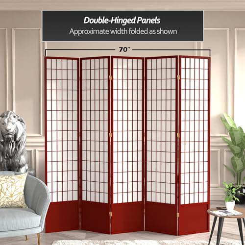7 ft. Tall Window Pane Shoji Screen Room Divider, 3 Panels, White S15216