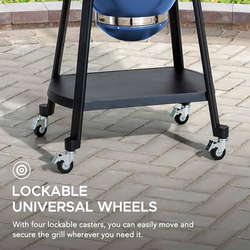 Charcoal Kamado Grill with Pizza Stone and Wheels Y970299