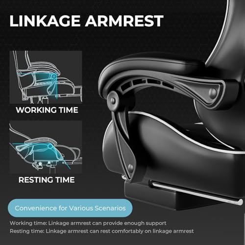 Gaming Chair with Footrest and Lumbar Support, Height Adjustable, Blue Y9034