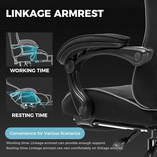 Gaming Chair with Footrest and Lumbar Support, Height Adjustable, Blue Y9034