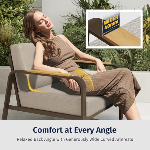 4-Piece Outdoor Patio Furniture Set with Sofa and Tempered Glass Table B6490