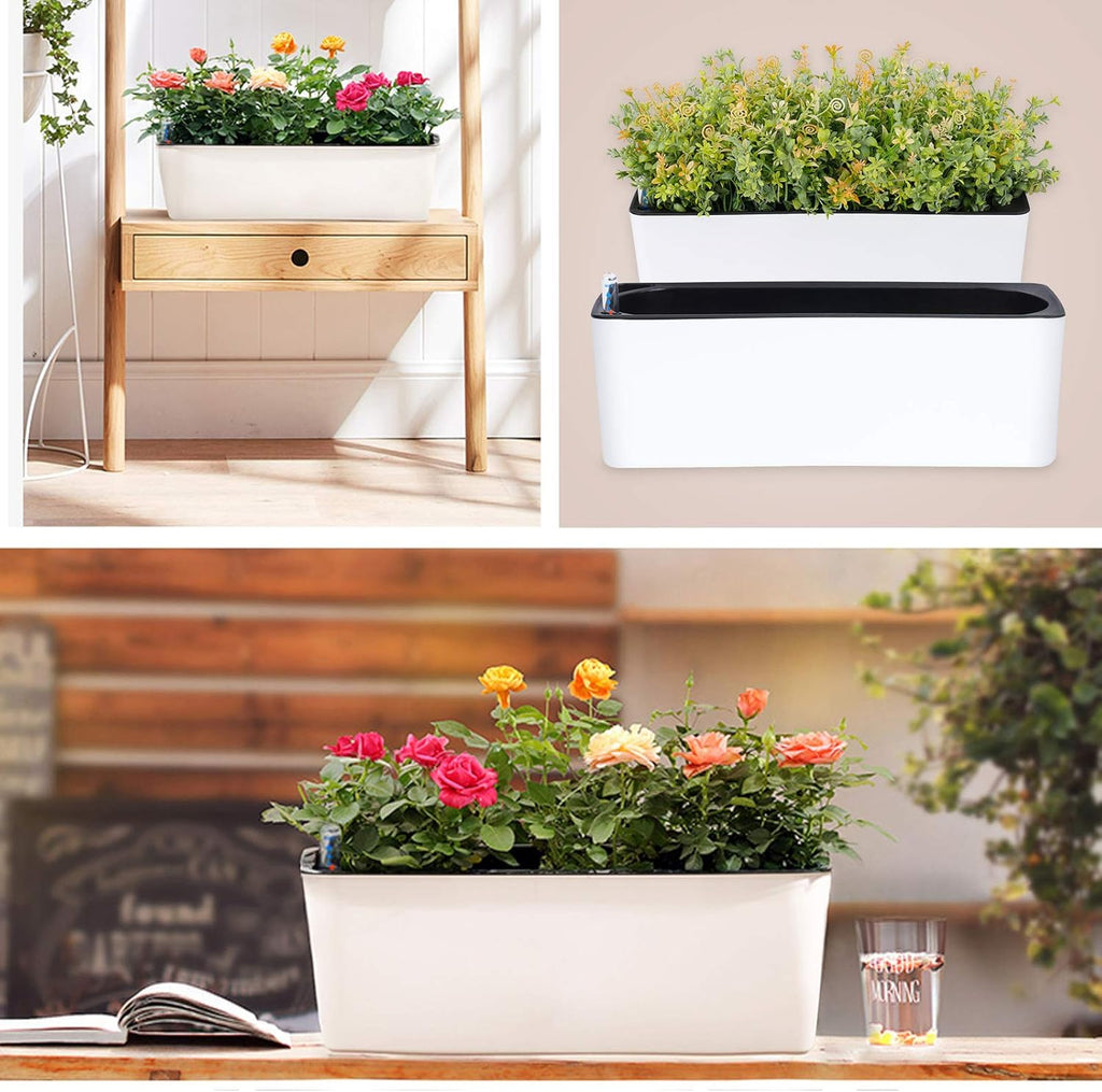 Self-Watering Rectangular Planters for Indoor Plants, 2-Pack D42200