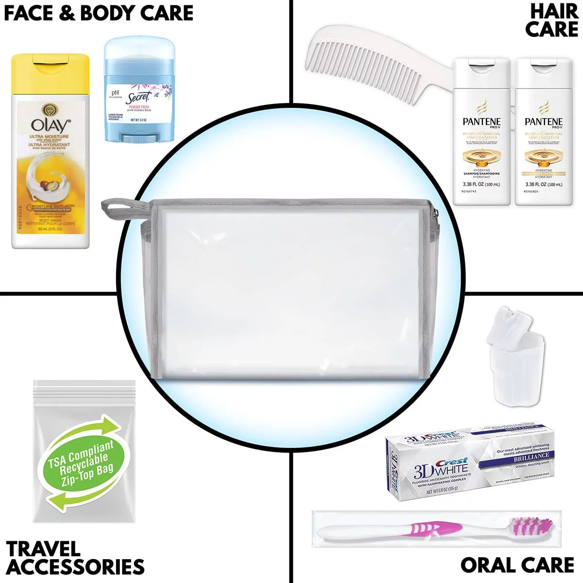 Women's 10-Piece Travel Toiletry Kit with TSA Compliant Essentials G1892