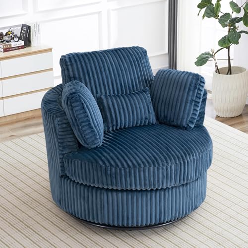Round Swivel Barrel Chair with Ottoman for Living Room Bedroom G375183