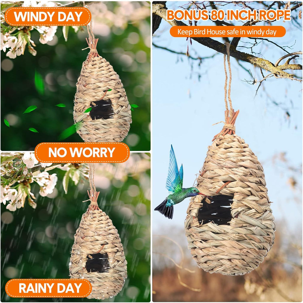 Hummingbird Nest Houses for Outside Hanging, Hand Woven Natural Fiber, 8 Pack N110764