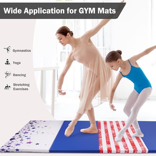 Folding Exercise Gymnastics Mat, 4x8x2 Inch, with Carrying Handles P466