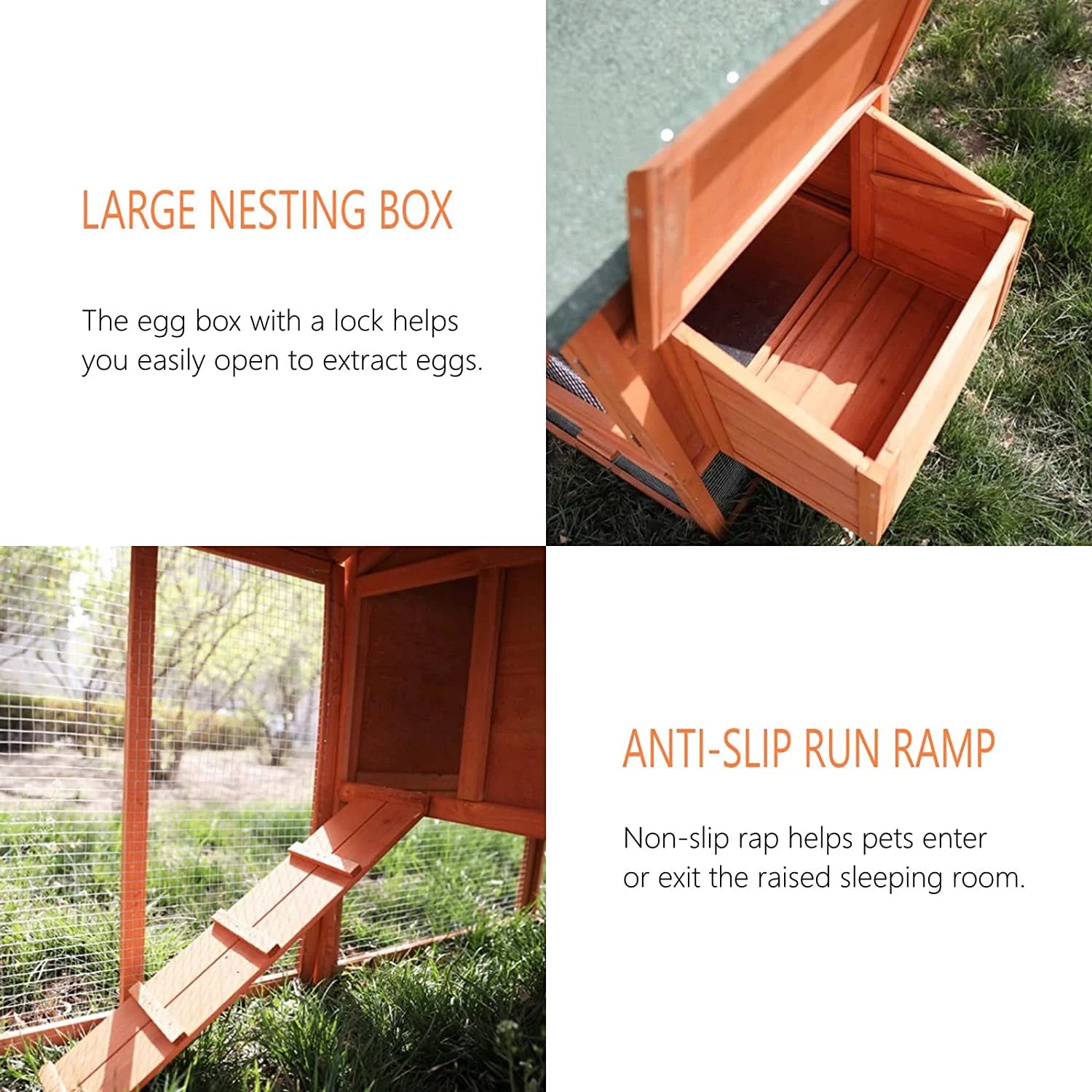 Outdoor Wooden Chicken Coop with Ramp and Nesting Box Q3948