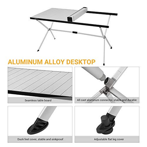 Folding Camping Table Aluminum Roll Up Portable Picnic Table Q486920