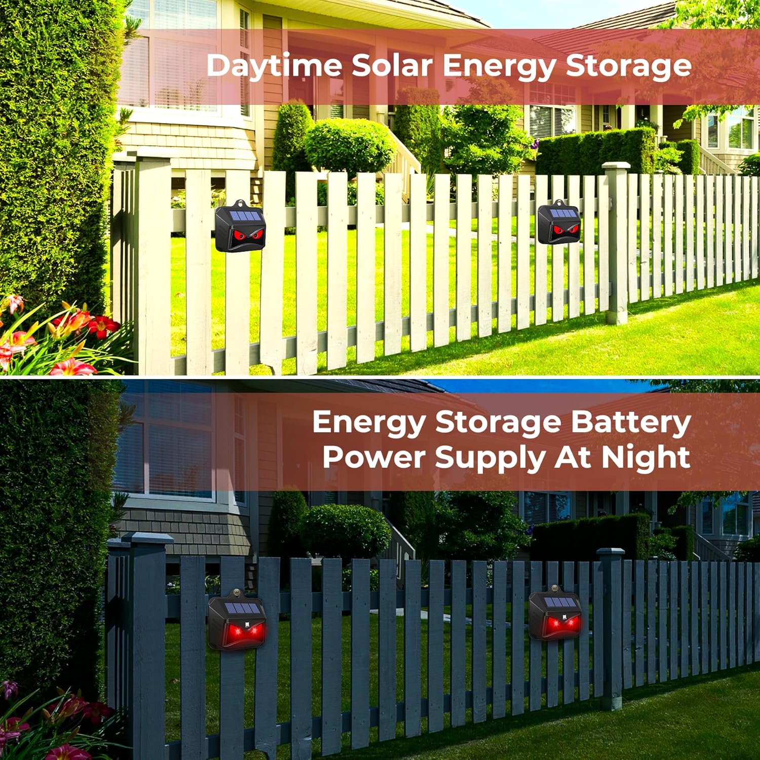 Solar Animal Repeller, Red LED Light Outdoor Deterrent for Garden Yard S60617