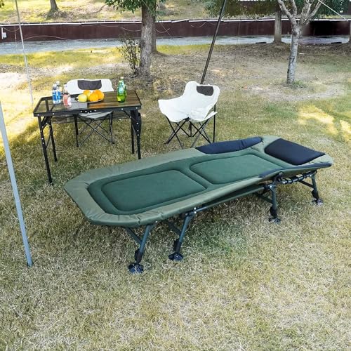 Camping Cot for Adults with Carry Bag, Heavy Duty Folding Bed with Padded Cushion D77188