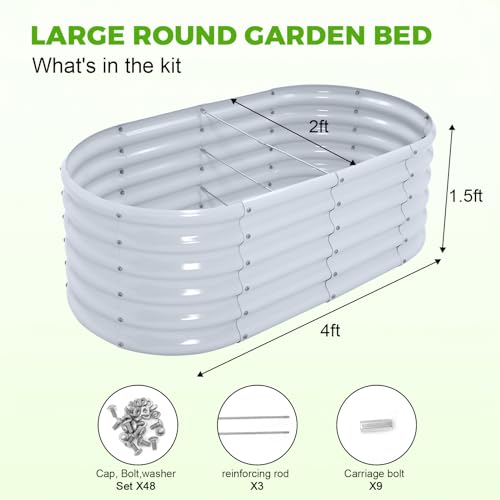 Galvanized Raised Garden Bed Kit 4x2x1.5ft Oval Metal Planter Box for Vegetables Outdoor V57489