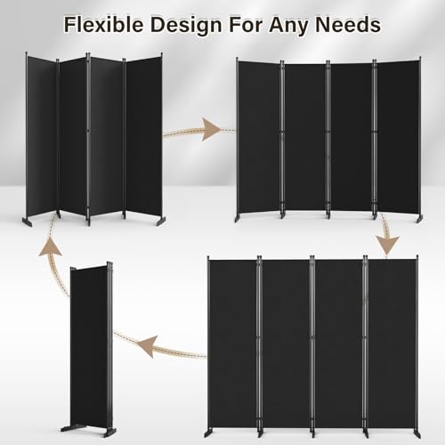 Room Divider 4 Panel, 80" W Portable Wall Divider for Room Separation, Freestanding Folding Privacy Screen Z571231