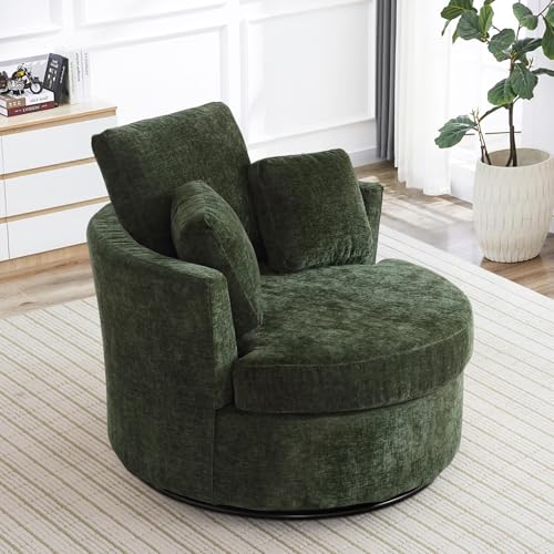 Round Swivel Barrel Chair with Ottoman for Living Room Bedroom G375183