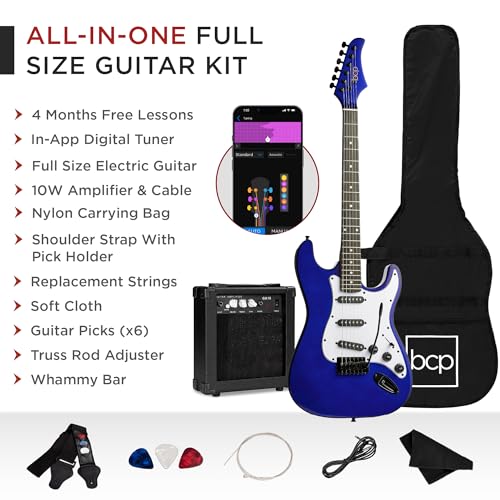 39in Full Size Beginner Electric Guitar Starter Kit with Case and Amp E13920