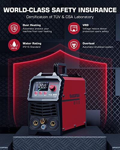 TIG Welder 200A, Dual Voltage 110V/220V, TIG/Stick 2-in-1 with LED Display V658
