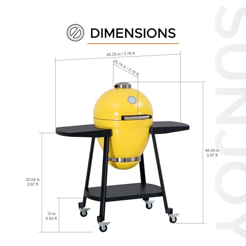 Charcoal Kamado Grill with Pizza Stone and Wheels Y970299