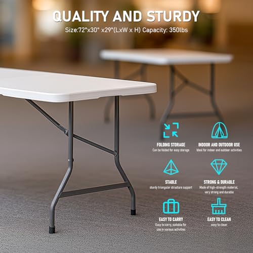 Heavy Duty Portable Folding Table for Dining, Parties, and Camping Z981199
