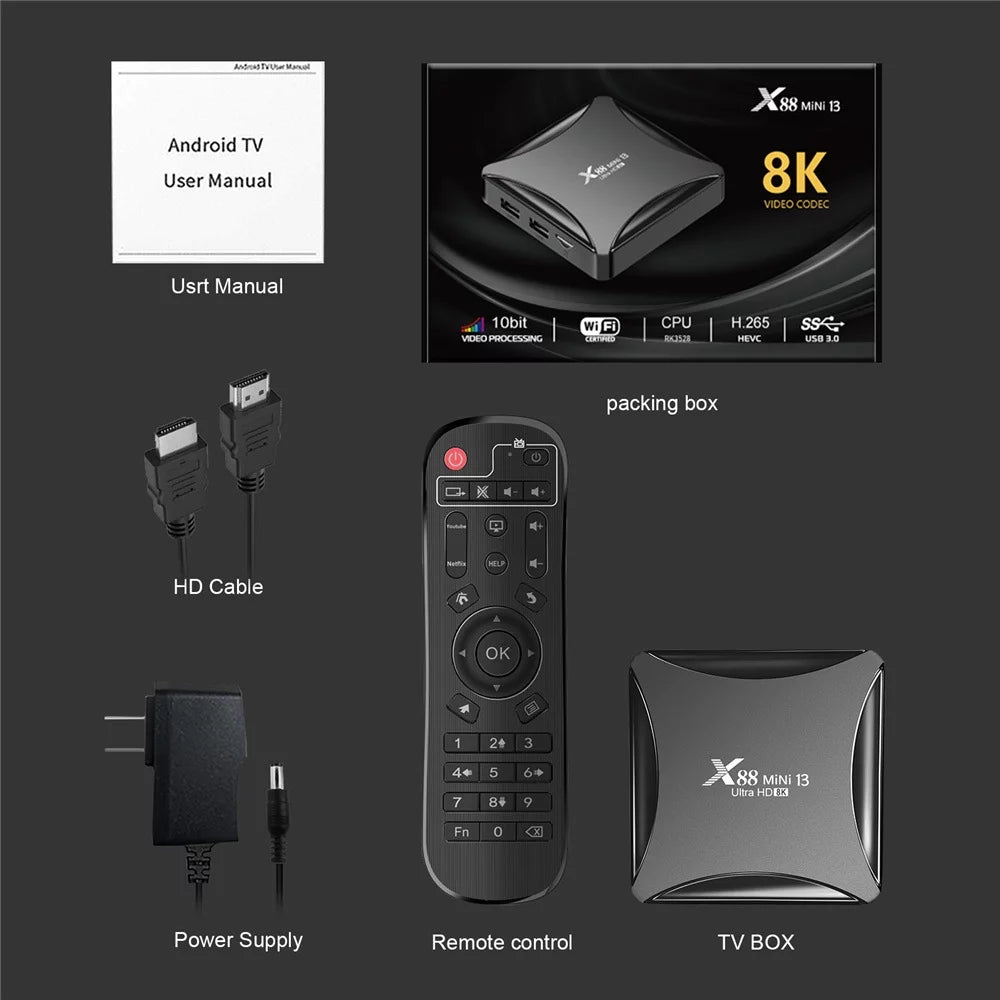 TV Box 4GB RAM 64GB ROM Quad-Core 8K HDR10+ B776