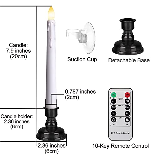 Flameless Flickering Taper Candles with Remote and Timer, 8 Inch, Ivory N86615