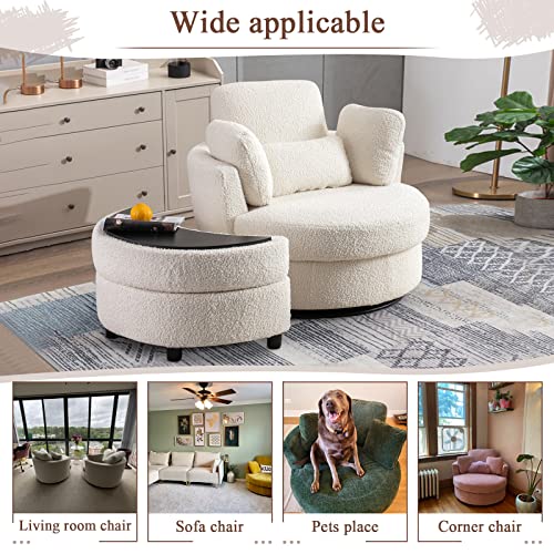 Round Swivel Barrel Chair with Ottoman for Living Room Bedroom G375183