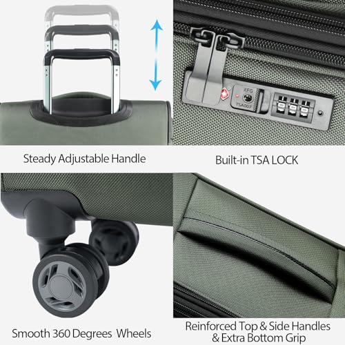 Softside Expandable Carry On Luggage with Spinner Wheels and TSA Lock B846