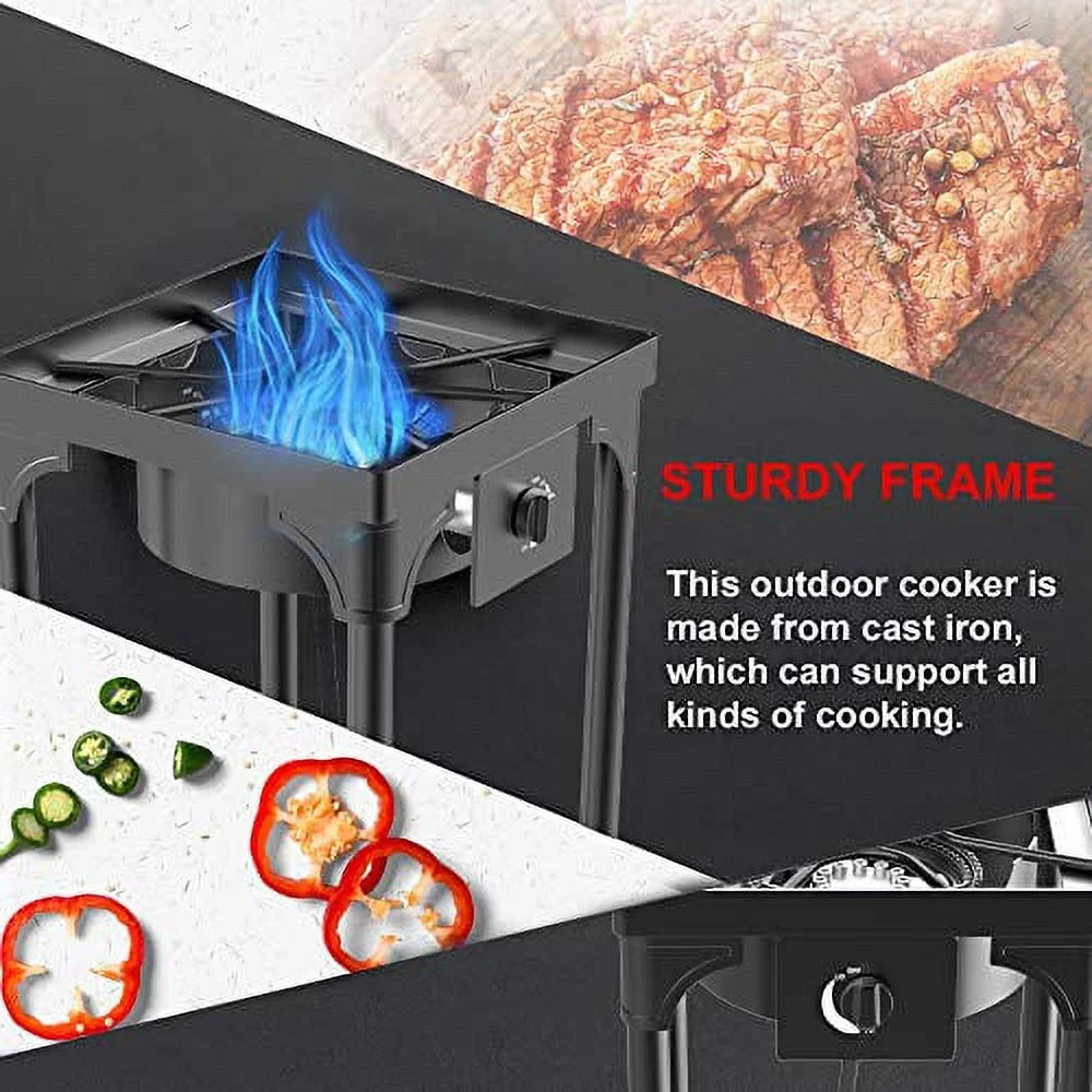 Portable Propane Stove, Single Burner with Gas Hose and Detachable Legs I741