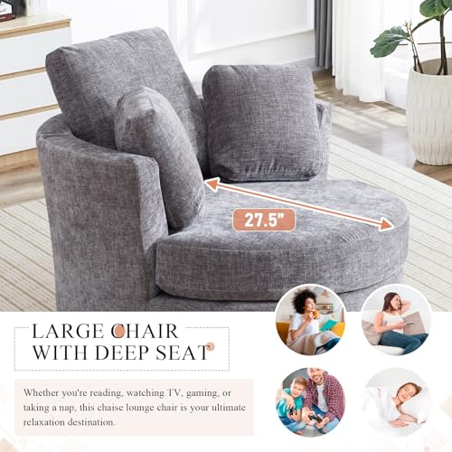 Round Swivel Barrel Chair with Ottoman for Living Room Bedroom G375183