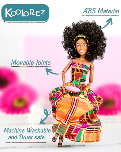 Black Doll Set with Movable Joints for Girls V695