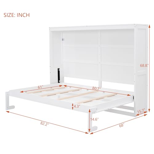 Modern Farmhouse Solid Wood Murphy Cabinet Bed Queen Gray B72702