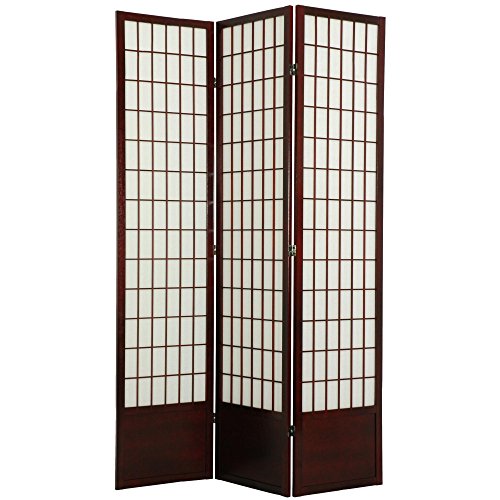 7 ft. Tall Window Pane Shoji Screen Room Divider, 3 Panels, White S15216