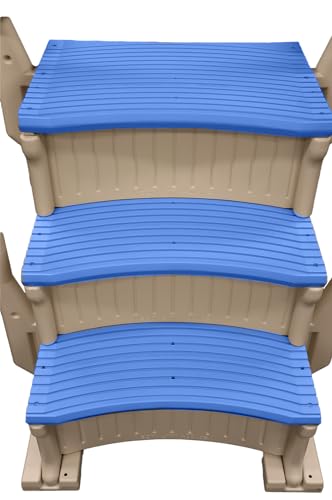 In-Pool Inground Pool Step with 2 Handrails and Adjustable Mounting Brackets, Grey Treads N557