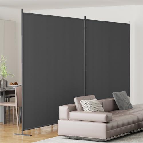 8-Panel 6 ft Tall Indoor Folding Room Divider, Portable Privacy Screen, Freestanding Partition, Dark Grey G253901