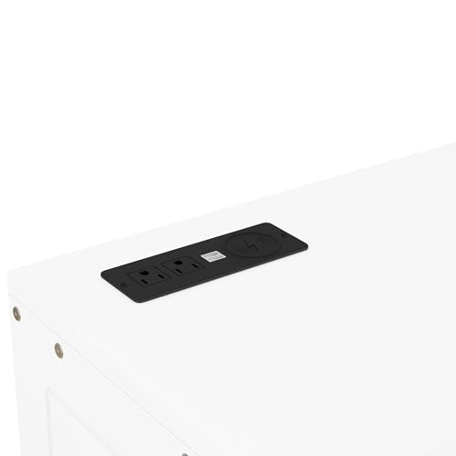 Murphy Bed Chest with Shelves and USB Ports, Foldable Wood Frame Y56482