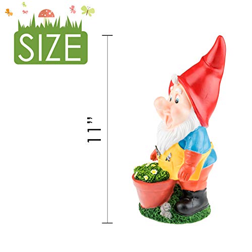 Garden Gnome Figurine Polyresin Statue for Lawn, 11 Inches R632945