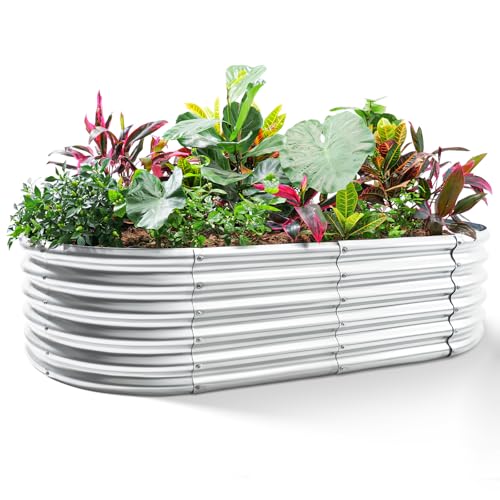 Galvanized Raised Garden Bed Kit 4x2x1.5ft Oval Metal Planter Box for Vegetables Outdoor V57489