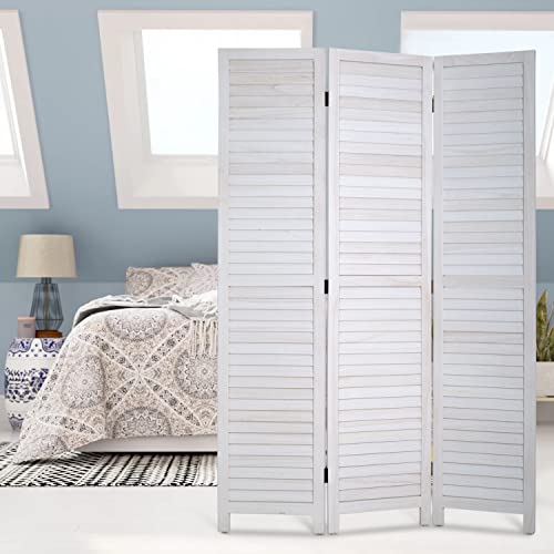 6 Panel Wood Room Divider Privacy Screen Freestanding White U13428