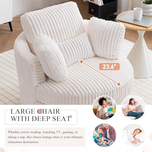 Round Swivel Barrel Chair with Ottoman for Living Room Bedroom G375183