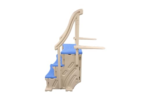 In-Pool Inground Pool Step with 2 Handrails and Adjustable Mounting Brackets, Grey Treads N557