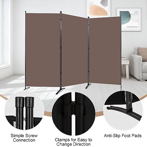 4 Panel Folding Room Divider Privacy Screen with Steel Frame F2996